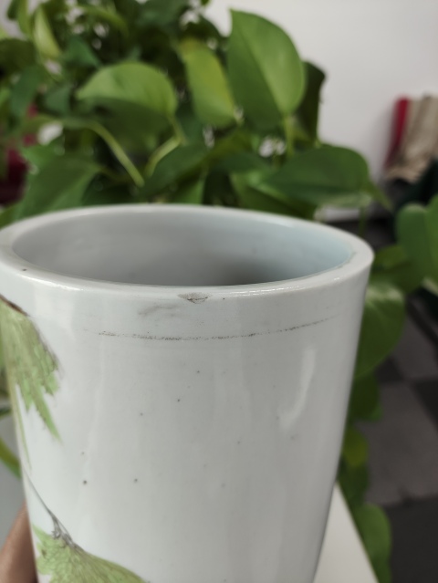 古玩陶瓷柳樹黃鶯紋彩繪帽筒拍賣,當前價格400元