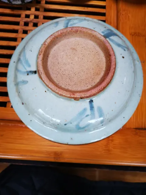 古玩陶瓷明末清初青花荷塘花鳥紋盤拍賣，當(dāng)前價(jià)格1500元
