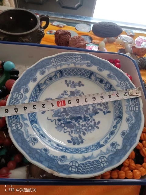 古玩陶瓷清早期花卉紋青花盤拍賣，當前價格900元