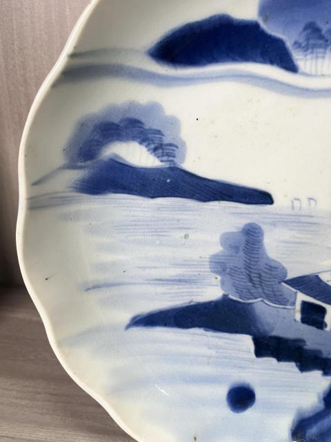 古玩陶瓷清代 青花山水人物紋大盤拍賣，當前價格550元
