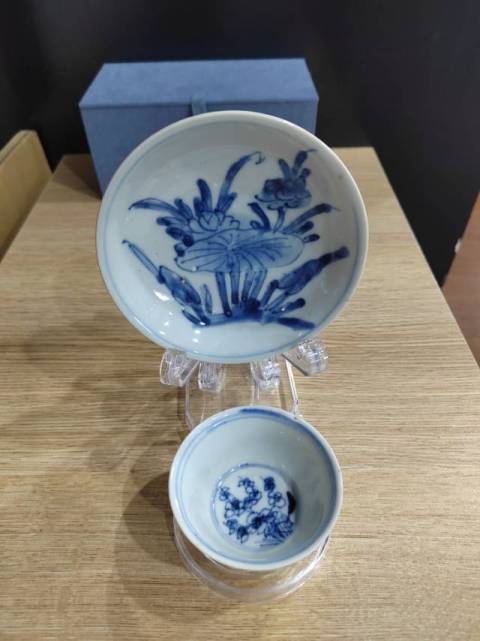 古玩陶瓷清康熙外紫金釉內(nèi)青花杯盤拍賣,當前價格1888元