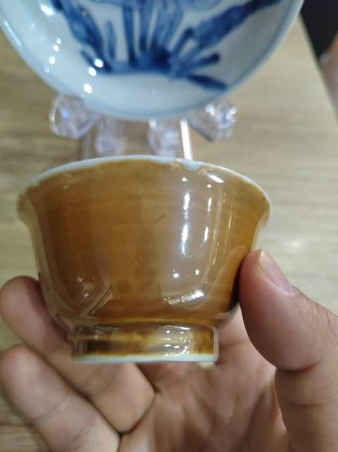 古玩陶瓷清康熙外紫金釉內(nèi)青花杯盤拍賣,當前價格1888元