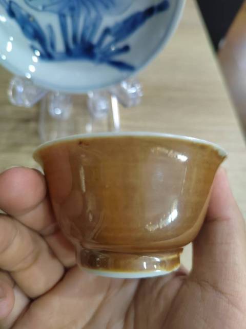 古玩陶瓷清康熙外紫金釉內(nèi)青花杯盤拍賣,當前價格1888元