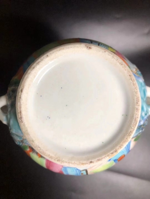 古玩陶瓷清道光 細路廣彩通景庭院人物故事荔枝紐雙耳蓋缸拍賣,當前價格3500元