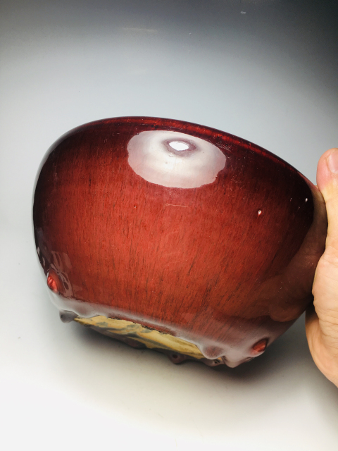 古玩陶瓷(收藏佳品)鈞紅釉三乳足缽式香爐拍賣(mài),當(dāng)前價(jià)格0元
