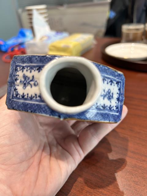 古玩陶瓷乾隆青花亭臺樓閣山水茶葉罐拍賣，當前價格2200元