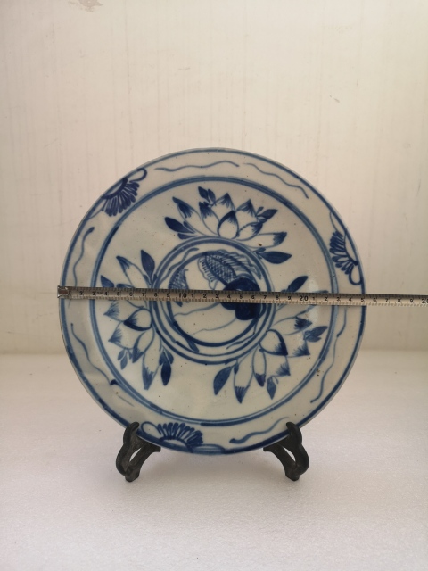 古玩陶瓷魚藻紋青花盤拍賣，當前價格450元