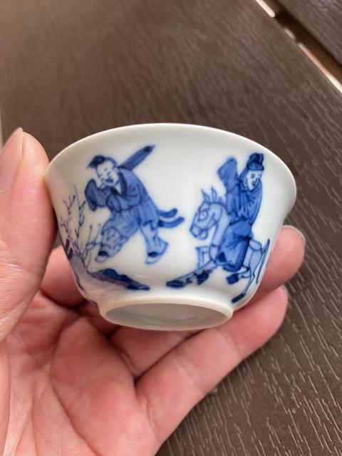 古玩陶瓷人物紋青花杯盤拍賣，當前價格4300元