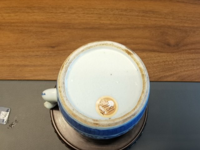 古玩陶瓷青花留白云蝠紋提梁壺拍賣，當前價格980元