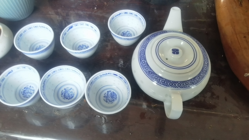 古玩陶瓷青花玲瓏茶具拍賣,當(dāng)前價格900元