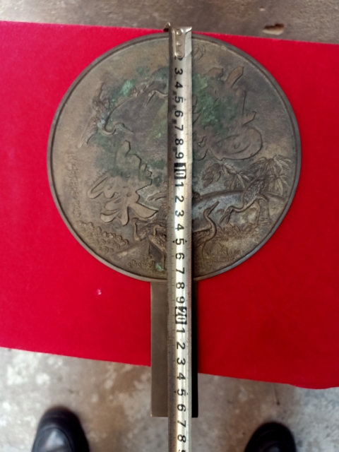 古玩銅器清代日本仙鶴鏡(放漏)拍賣，當前價格500元