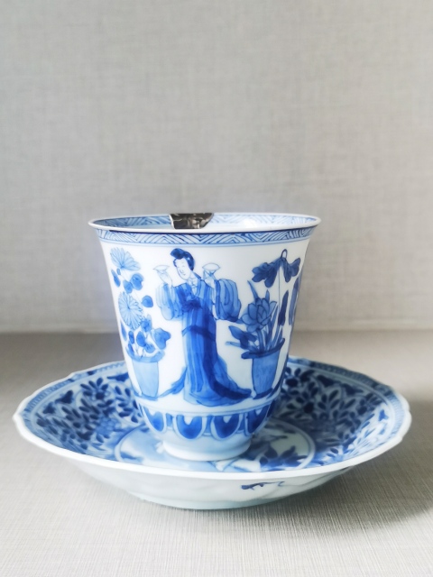 古玩陶瓷清康熙青花四美圖鈴鐺杯拍賣,當前價格2800元