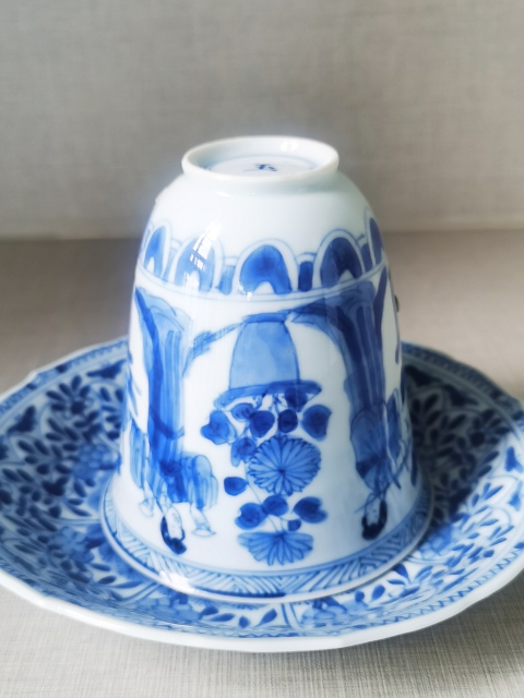 古玩陶瓷清康熙青花四美圖鈴鐺杯拍賣,當前價格2800元