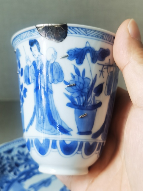 古玩陶瓷清康熙青花四美圖鈴鐺杯拍賣,當前價格2800元