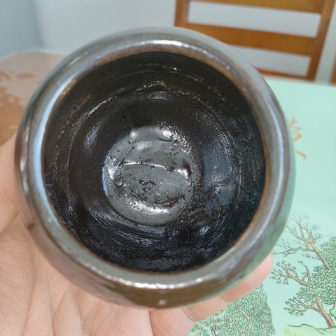 古玩陶瓷明代,磁州窯醬釉水盂拍賣,當前價格78元