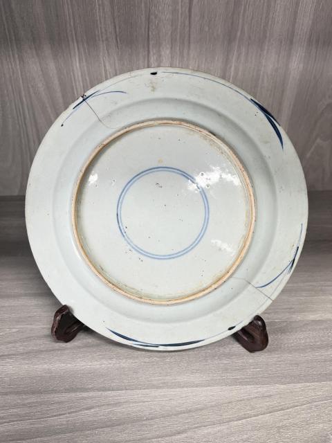 古玩陶瓷清康熙 青花提籃花卉紋折沿盤拍賣，當前價格350元