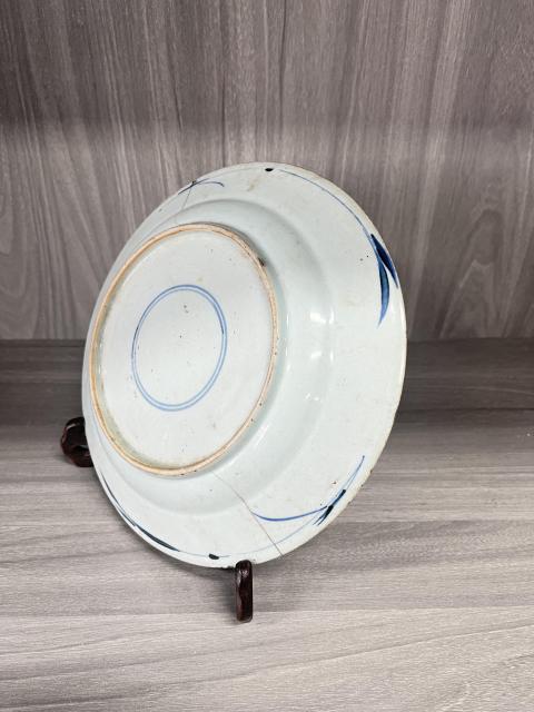 古玩陶瓷清康熙 青花提籃花卉紋折沿盤拍賣，當前價格350元