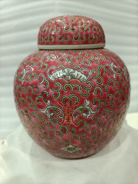 古玩陶瓷花間壽字紋彩繪罐拍賣,當前價格880元