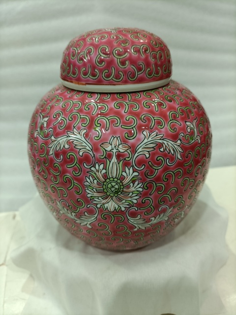 古玩陶瓷花間壽字紋彩繪罐拍賣,當前價格880元