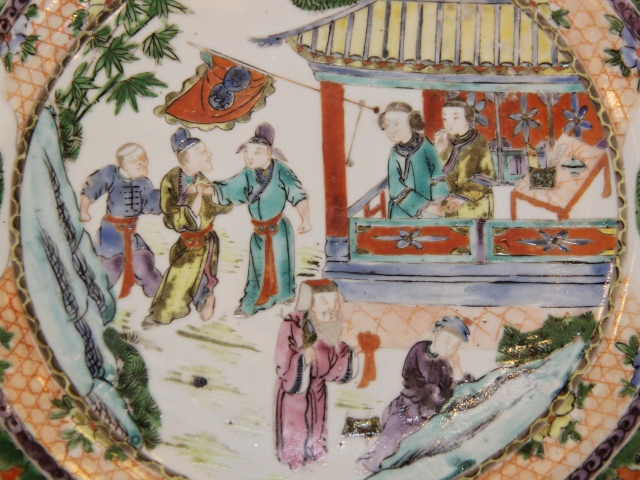 古玩陶瓷清咸豐?廣彩庭院人物故事紋盤（精品）拍賣，當(dāng)前價格1788元