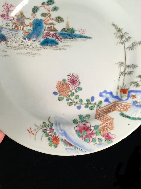古玩陶瓷【清·精美山水花卉紋粉彩盤】拍賣,當前價格2600元