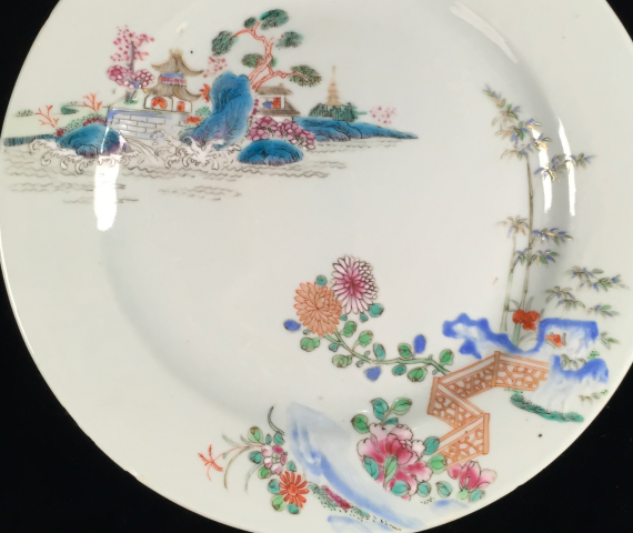 古玩陶瓷【清·精美山水花卉紋粉彩盤】拍賣,當前價格2600元