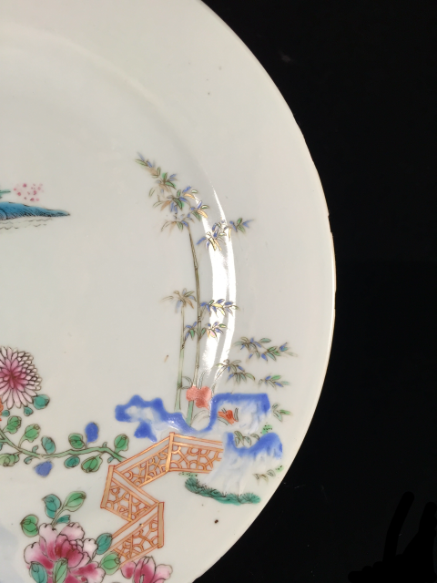 古玩陶瓷【清·精美山水花卉紋粉彩盤】拍賣,當前價格2600元