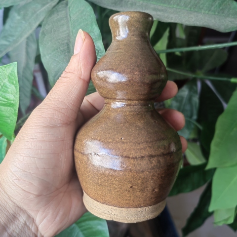 古玩陶瓷褐釉葫蘆瓶拍賣，當前價格1900元