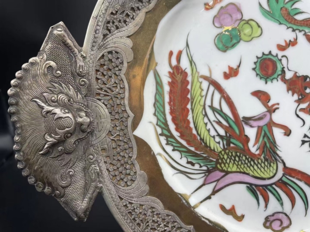 古玩陶瓷彩繪龍鳳盤拍賣,當前價格3900元