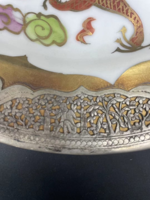 古玩陶瓷彩繪龍鳳盤拍賣,當前價格3900元