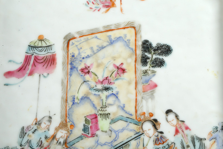 古玩陶瓷晚清·粉彩吹簫引鳳圖茶盤拍賣,當前價格5500元