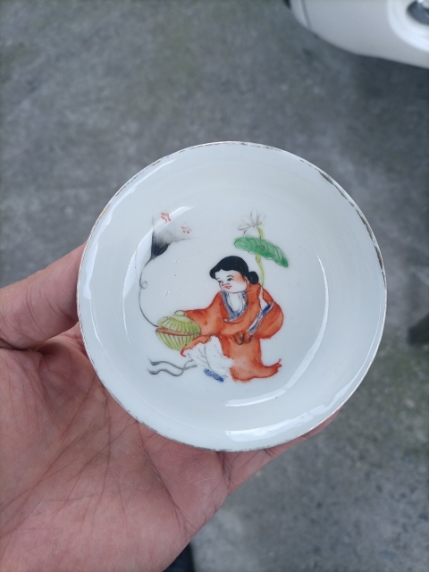 古玩陶瓷粉彩和合二仙圖盤拍賣，當前價格660元