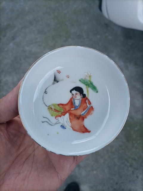 古玩陶瓷粉彩和合二仙圖盤拍賣，當前價格660元