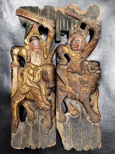 古玩雜項(xiàng)桃源工漆金木雕戲曲人物一對(duì)拍賣,當(dāng)前價(jià)格680元