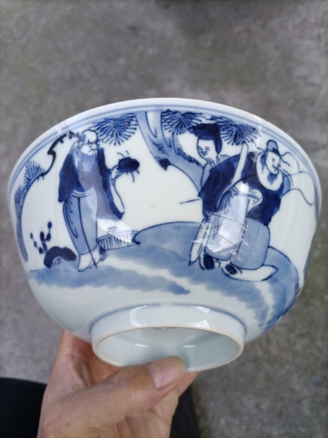 古玩陶瓷青花三星高照圖碗拍賣，當(dāng)前價格180元