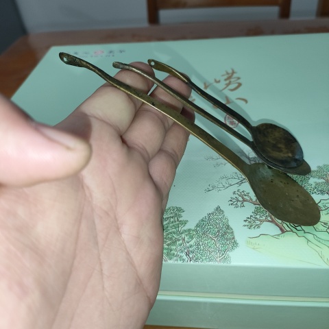 古玩雜項清代,精品文房銅勺三把拍賣,當前價格160元