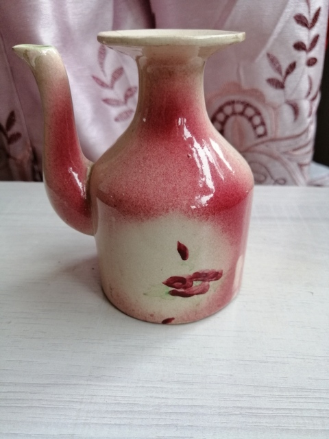 古玩陶瓷吹紅釉無柄壺拍賣，當(dāng)前價(jià)格299元
