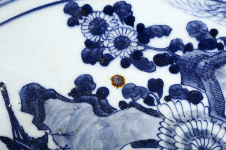 古玩陶瓷清·青花洞石花鳥紋大盤拍賣，當前價格8800元