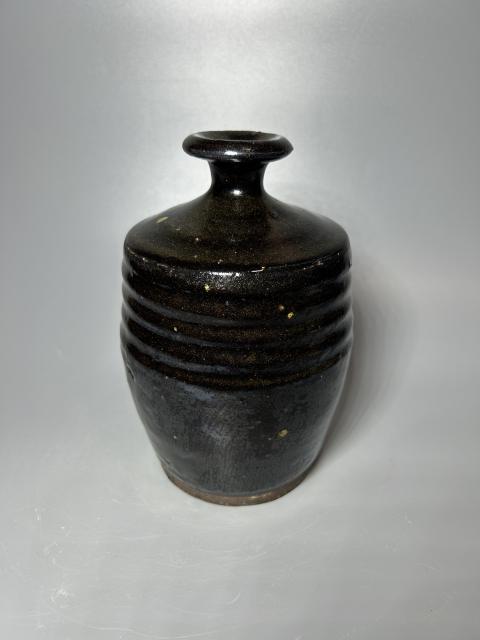 古玩陶瓷明代.黑釉弦紋梅瓶拍賣，當前價格1280元