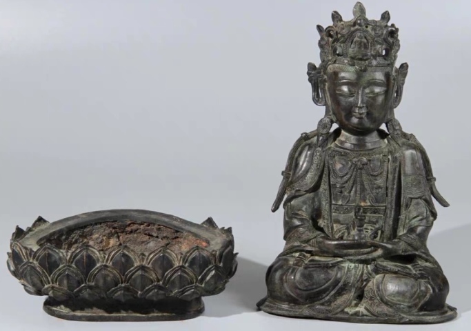 古玩銅器明漢傳佛造像拍賣，當(dāng)前價(jià)格98500元