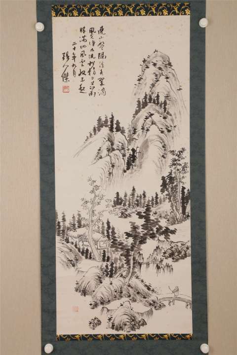 古玩字畫民國張人杰（張靜江）山水立軸拍賣，當前價格15000元