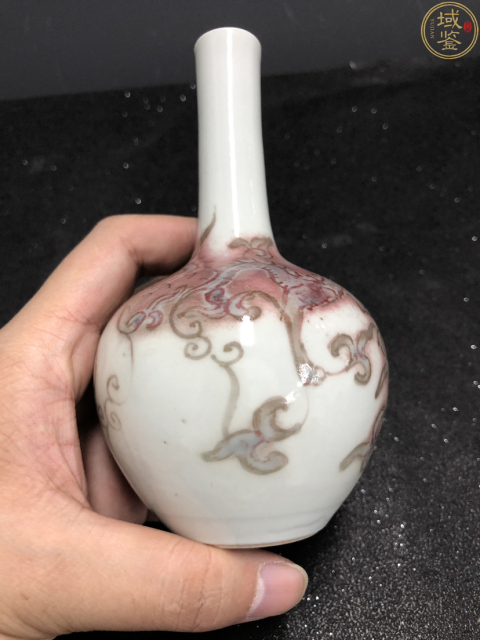 古玩陶瓷清.釉里紅雙龍戲珠天球瓶拍賣，當前價格12500元