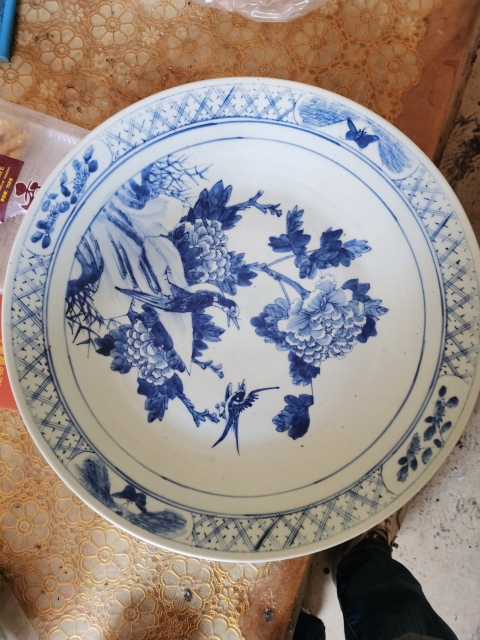 古玩陶瓷青花富貴白頭大盤拍賣,當前價格6500元