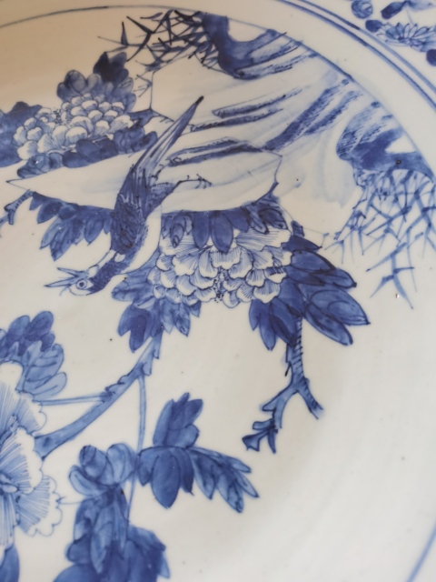 古玩陶瓷青花富貴白頭大盤拍賣,當前價格6500元
