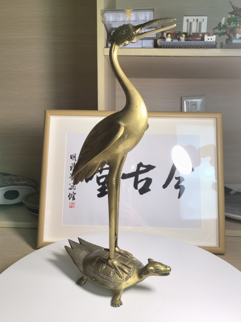 古玩雜項(xiàng)清晚期 龜鶴齊壽銅雕拍賣，當(dāng)前價(jià)格650元