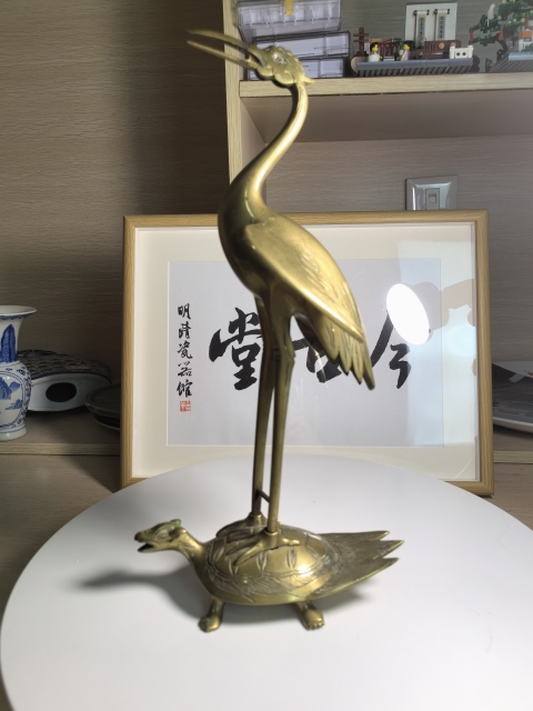 古玩雜項(xiàng)清晚期 龜鶴齊壽銅雕拍賣，當(dāng)前價(jià)格650元