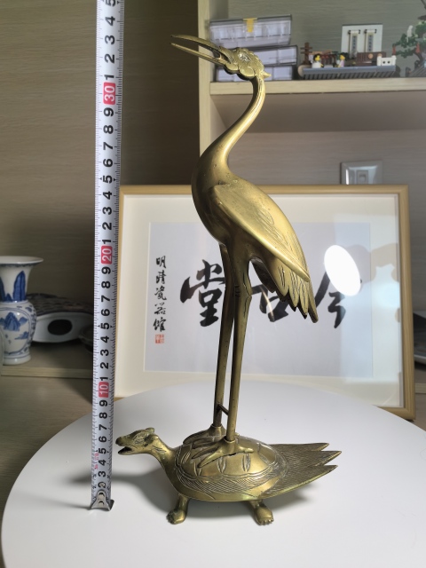 古玩雜項(xiàng)清晚期 龜鶴齊壽銅雕拍賣，當(dāng)前價(jià)格650元