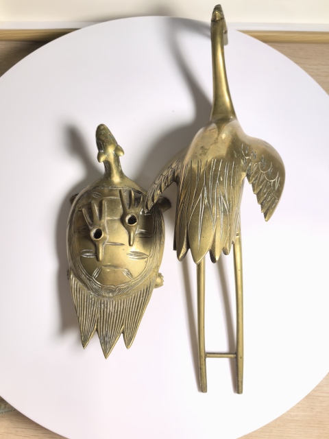 古玩雜項(xiàng)清晚期 龜鶴齊壽銅雕拍賣，當(dāng)前價(jià)格650元