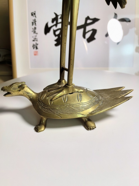 古玩雜項(xiàng)清晚期 龜鶴齊壽銅雕拍賣，當(dāng)前價(jià)格650元