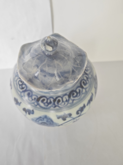 古玩陶瓷明空白青花纏枝花卉紋蓋罐拍賣，當前價格12345元